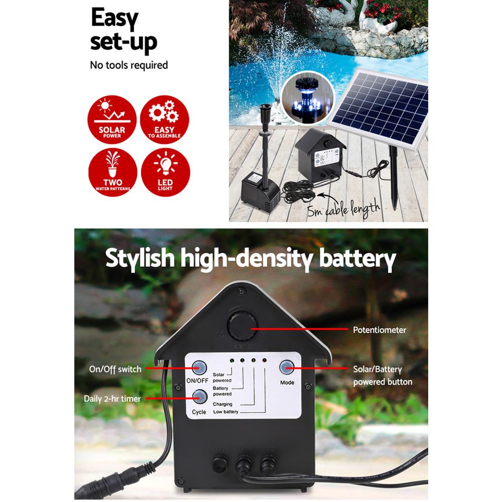 Gardeon Solar Pond Pump Submersible Water Fountain with Battery Kit