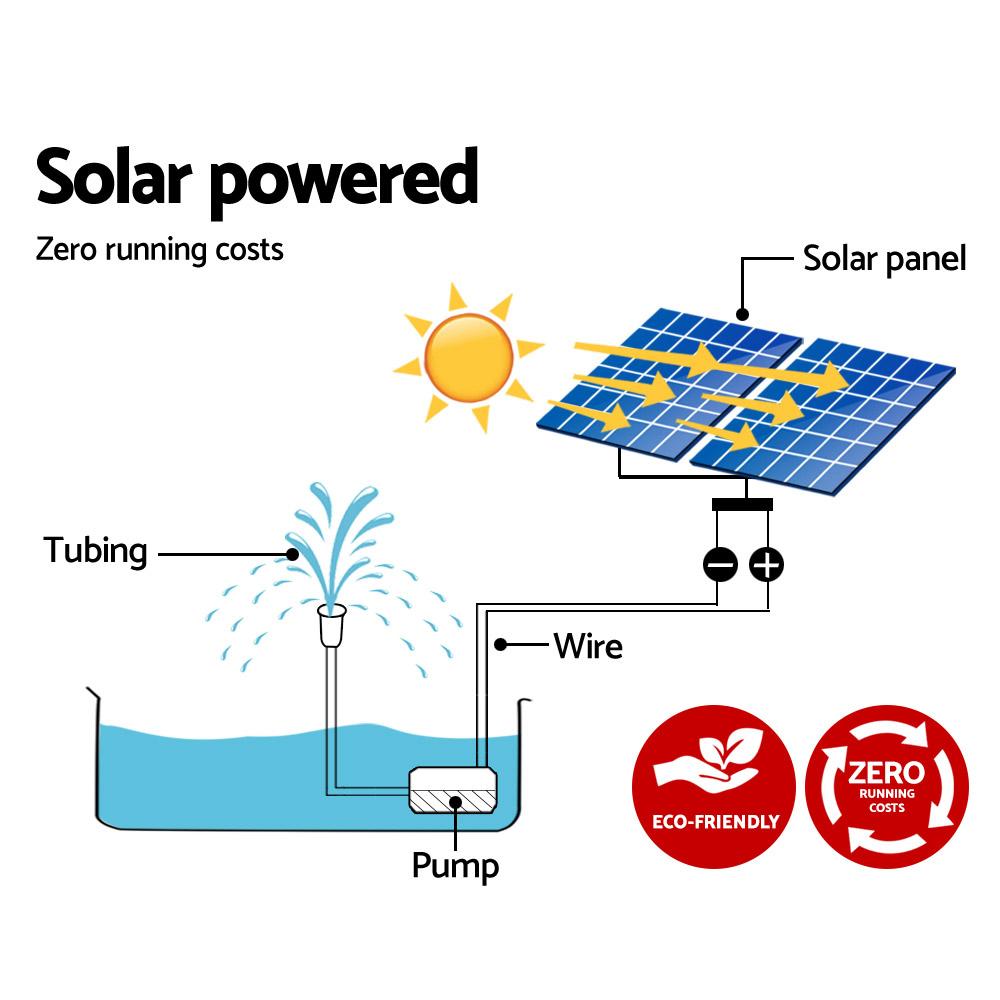 Gardeon Solar Pond Pump Submersible Water Fountain Kit with 2 Panels