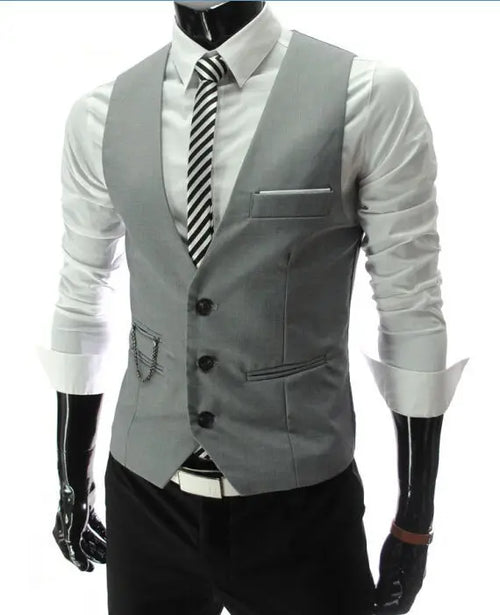 2024 New Grey Dress Vests Slim Fit Mens Suit Vest Casual Sleeveless