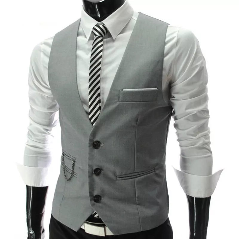 2024 New Grey Dress Vests Slim Fit Mens Suit Vest Casual Sleeveless