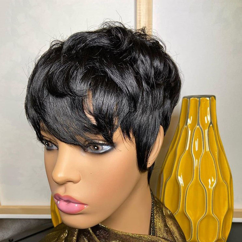 Pixie Cut Wig Full Machine Made perruque cheveux humain Glueless Short