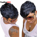 Pixie Cut Wig Full Machine Made perruque cheveux humain Glueless Short
