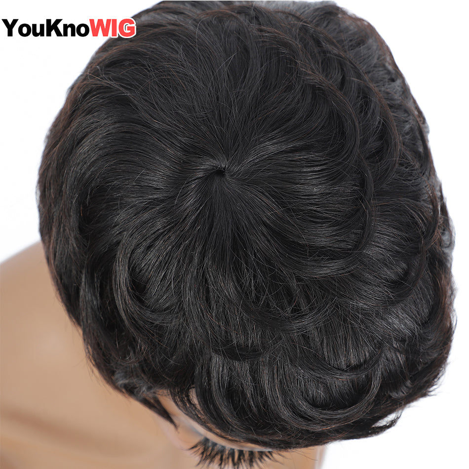 Pixie Cut Wig Full Machine Made perruque cheveux humain Glueless Short