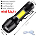 Powerful Mini COB LED Keychain Flashlight USB C Rechargeable Hanging