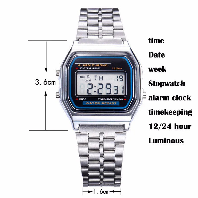 2024 Digital Watches For Men Sports Waterproof Bracelet Clock Gold