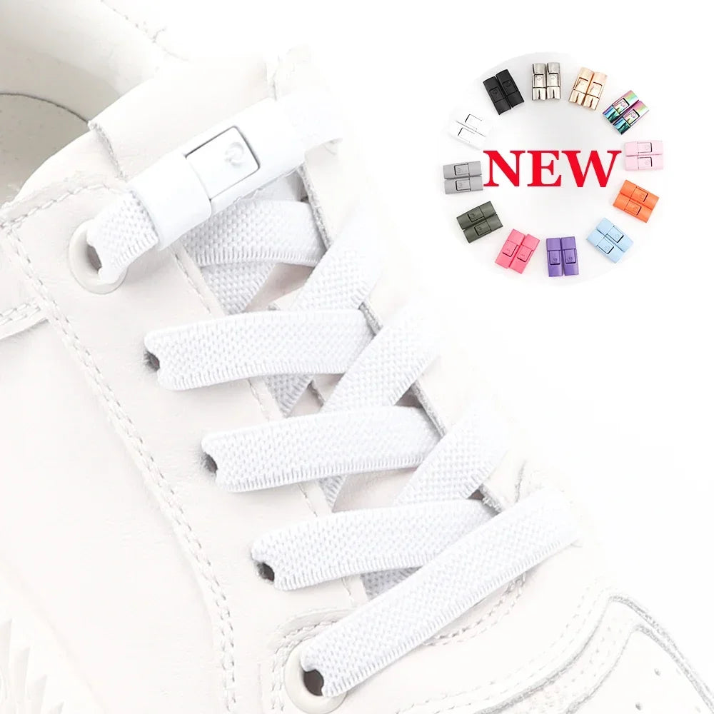 2024 No Tie Shoe Laces Press Lock Shoelaces Without Ties Elastic Laces