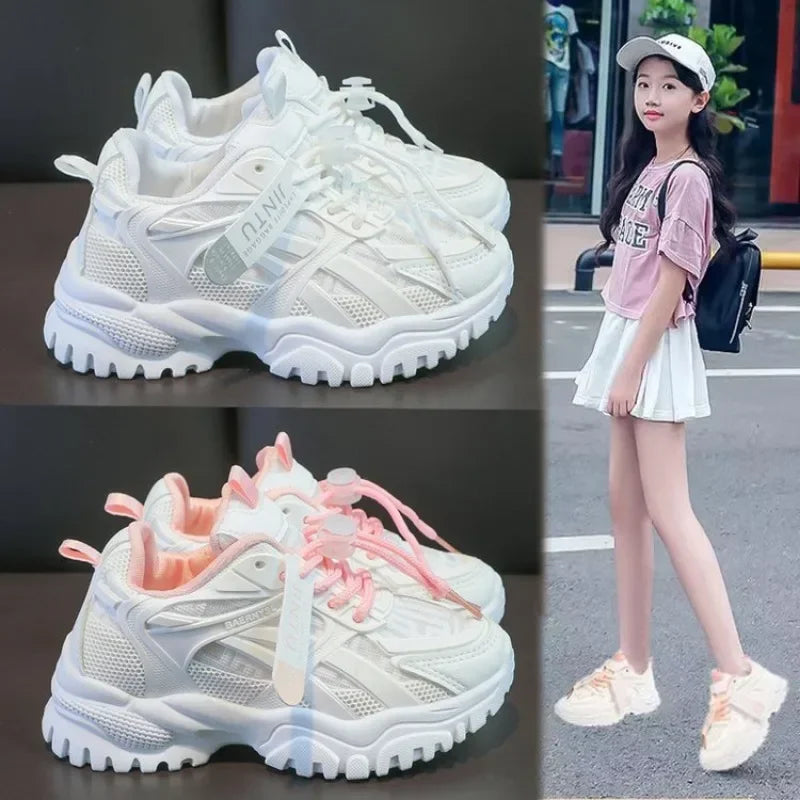 Girls Sneakers 2025 Children Casual Shoes Mesh Platform Designer