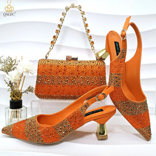 QSGFC Nigerian Women Heel Party Ladies Italian Design Green Shoes And