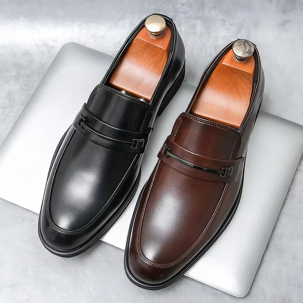 Men's Formal Leather Shoes Classic Style Slip On Loafers Round Toe