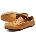 Men Leather Shoes Casual Hollow Mens Loafers Moccasins Designer Slip