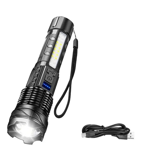Portable Rechargeable LED Flashlight with Pen Clip Zoomable Waterproof