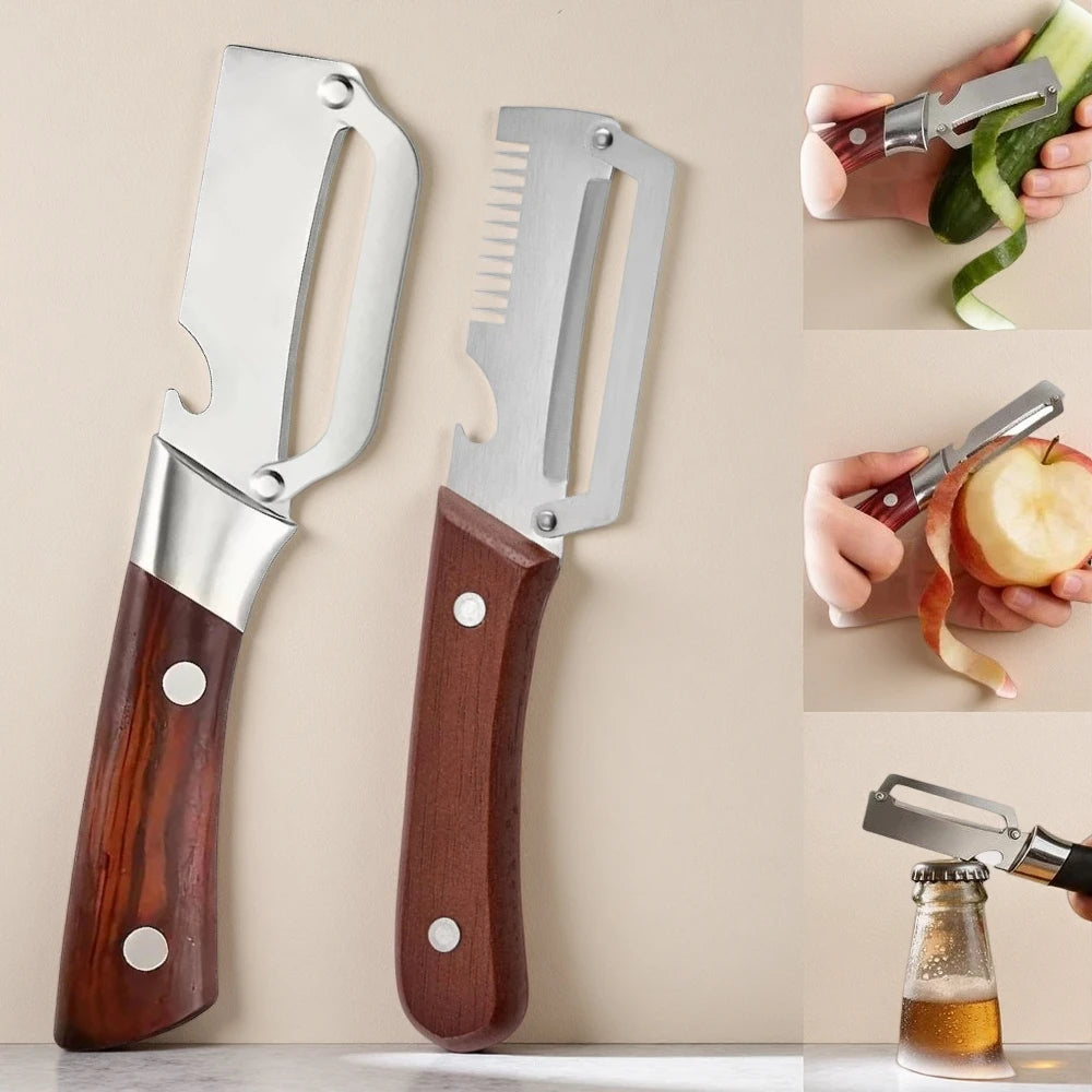 2Pcs Multifunctional Stainless Steel Vegetable Peeler, 2-in-1 Kitchen