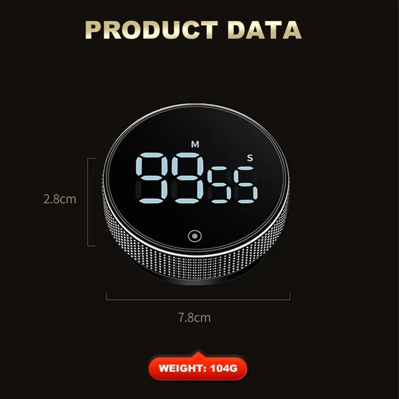 DINRGO Magnetic Kitchen Timer Digital Timer Manual Countdown Rotary