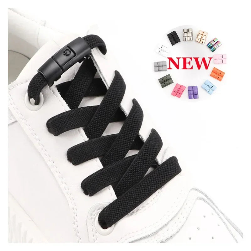 2024 No Tie Shoe Laces Press Lock Shoelaces Without Ties Elastic Laces