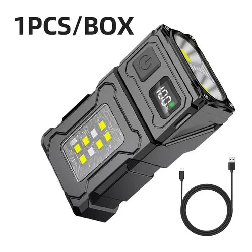 MINI USB Rechargeable LED Flashlight Portable Tail Magnet Work Light