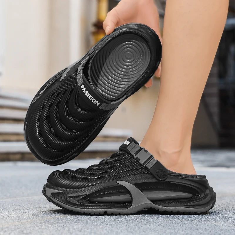 Men's Summer Outdoor Sports Toe-Toe Slippers, Thick-Soled Sandals for
