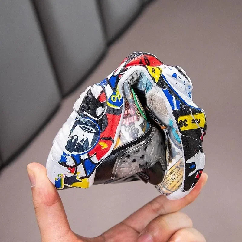 Size 26-37 Children Sports Sneakers for Girls Kid Cartoon Graffiti