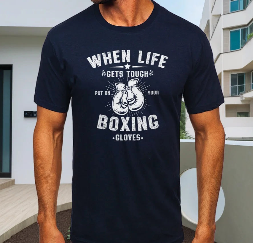 T-shirt En Coton Imprimé Boxe T-shirt Rétro Classique Hip Hop