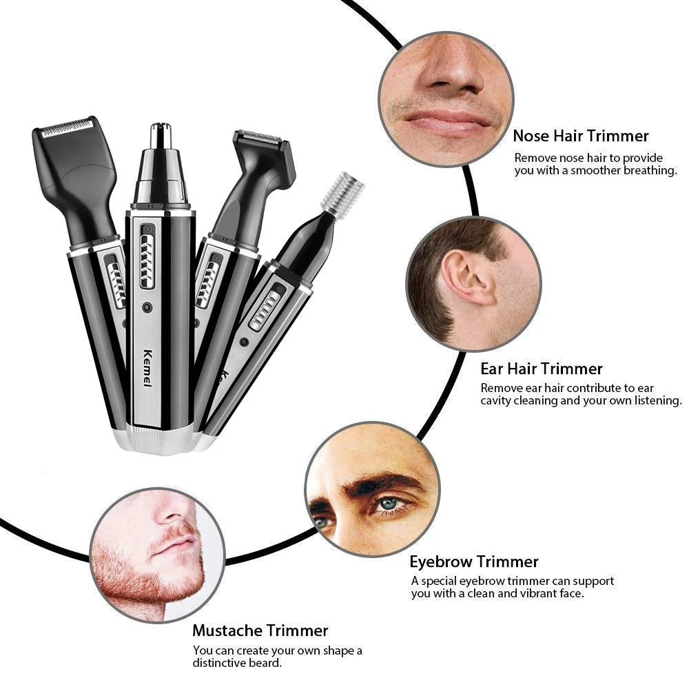 4in1 Rechargeable Nose Trimmer Beard Trimmer for Men Ear Eyebrow Nose