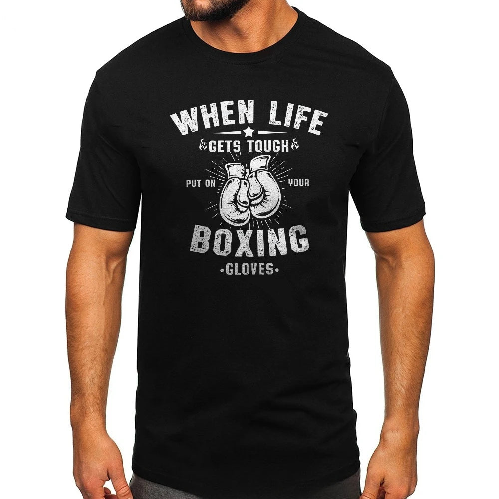 T-shirt En Coton Imprimé Boxe T-shirt Rétro Classique Hip Hop
