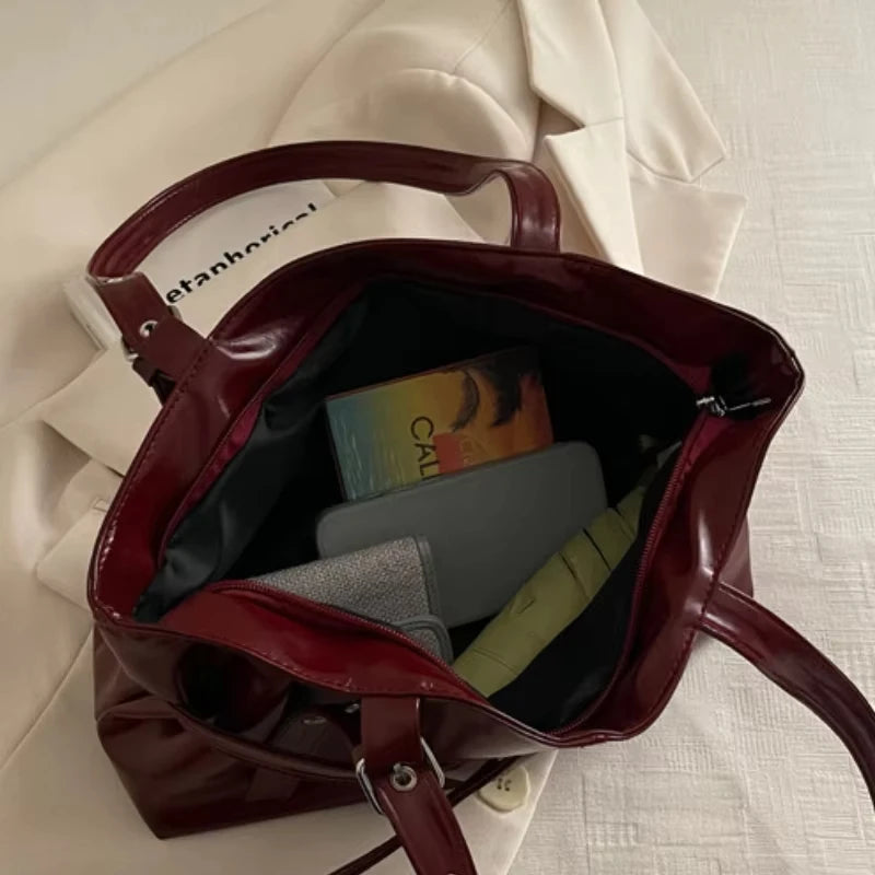 Solid-color Versatile Tote Bag for Women High-quality Suede