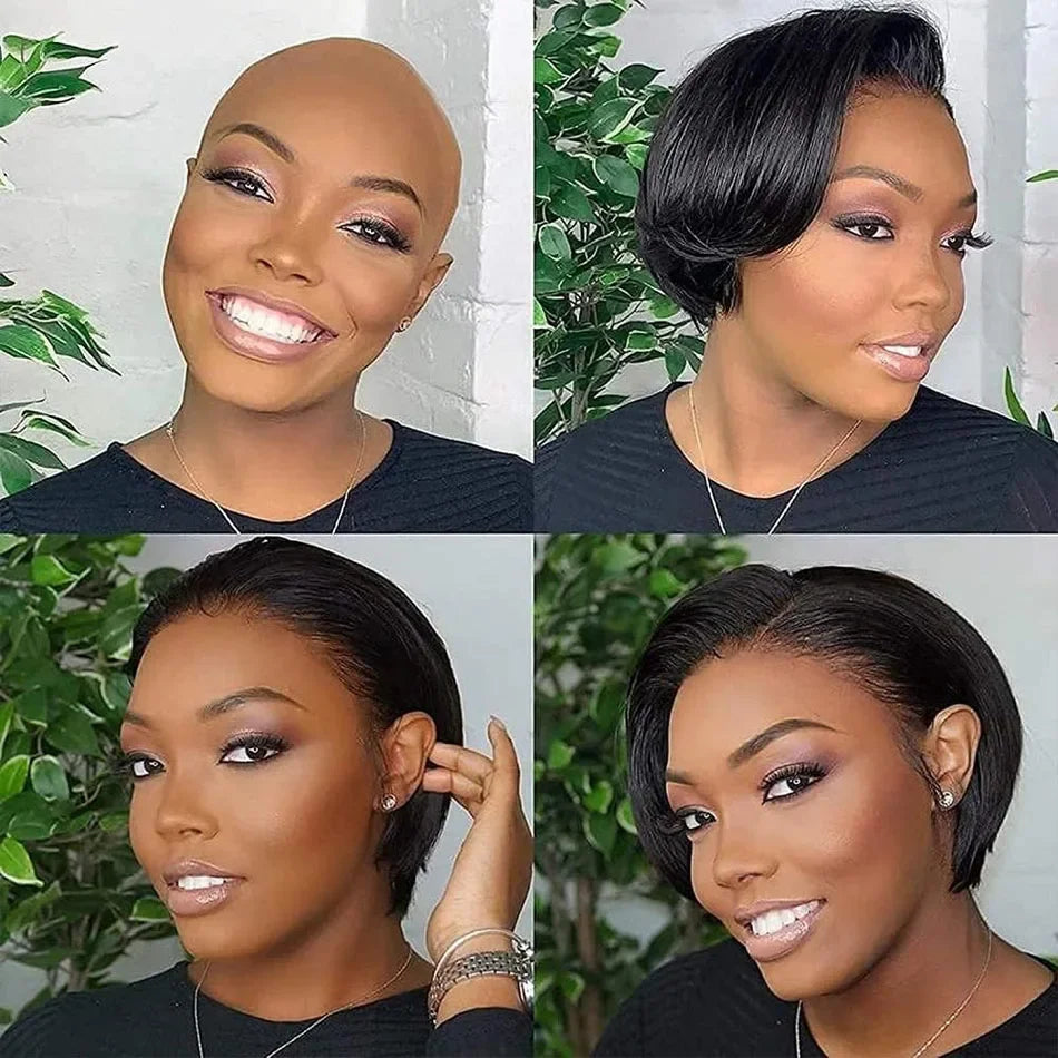 Pixie Cut Wig Transparent Human Hair Wigs For Women Straight Short Bob
