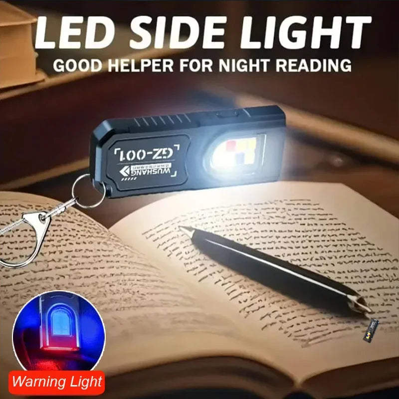 Powerful Mini COB LED Keychain Flashlight USB C Rechargeable Hanging