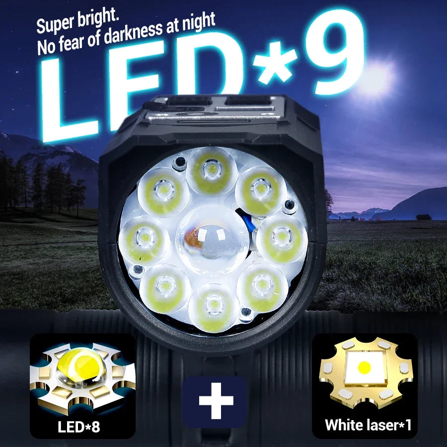 9 LED Bicycle Headlight USB Rechargeable Bike Lamp Super Bright