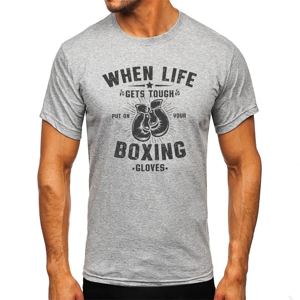 T-shirt En Coton Imprimé Boxe T-shirt Rétro Classique Hip Hop