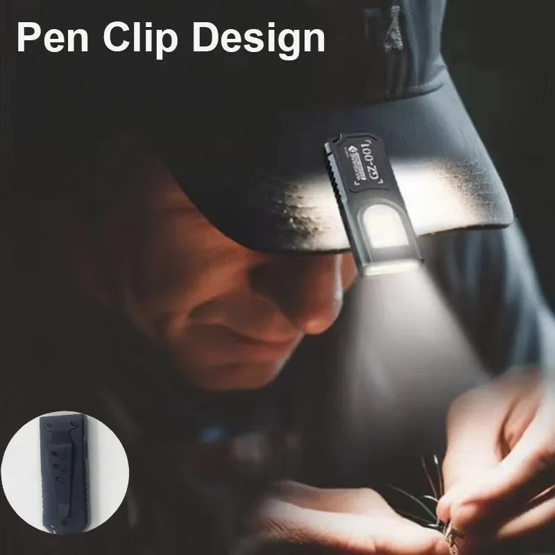 Powerful Mini COB LED Keychain Flashlight USB C Rechargeable Hanging