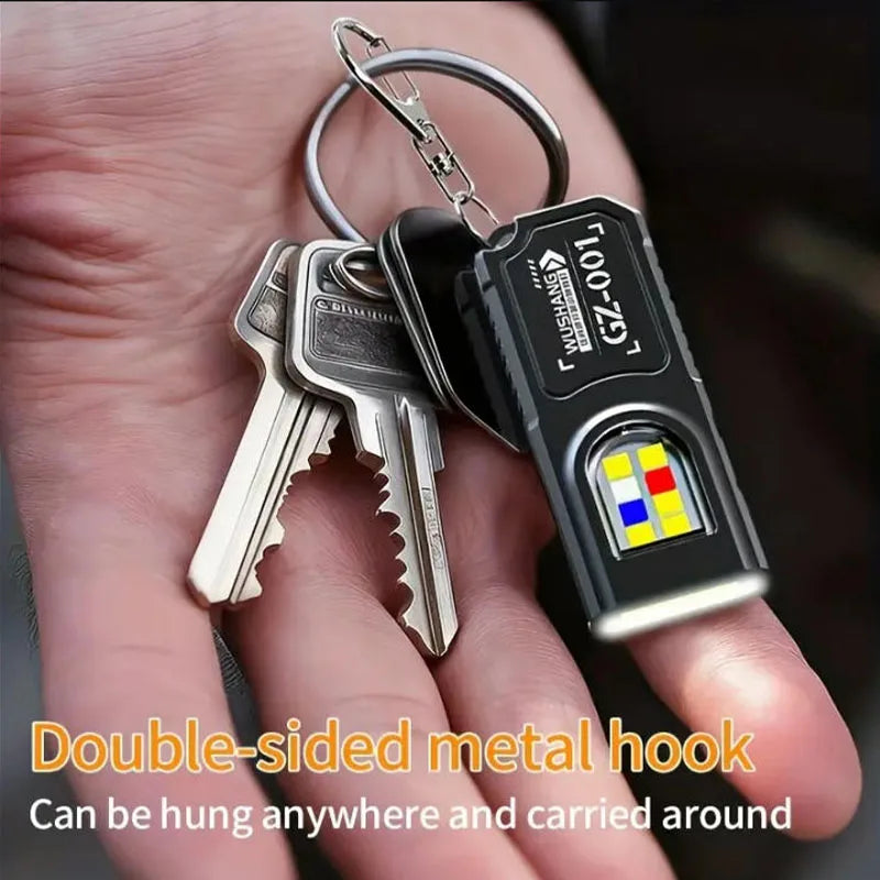 Powerful Mini COB LED Keychain Flashlight USB C Rechargeable Hanging