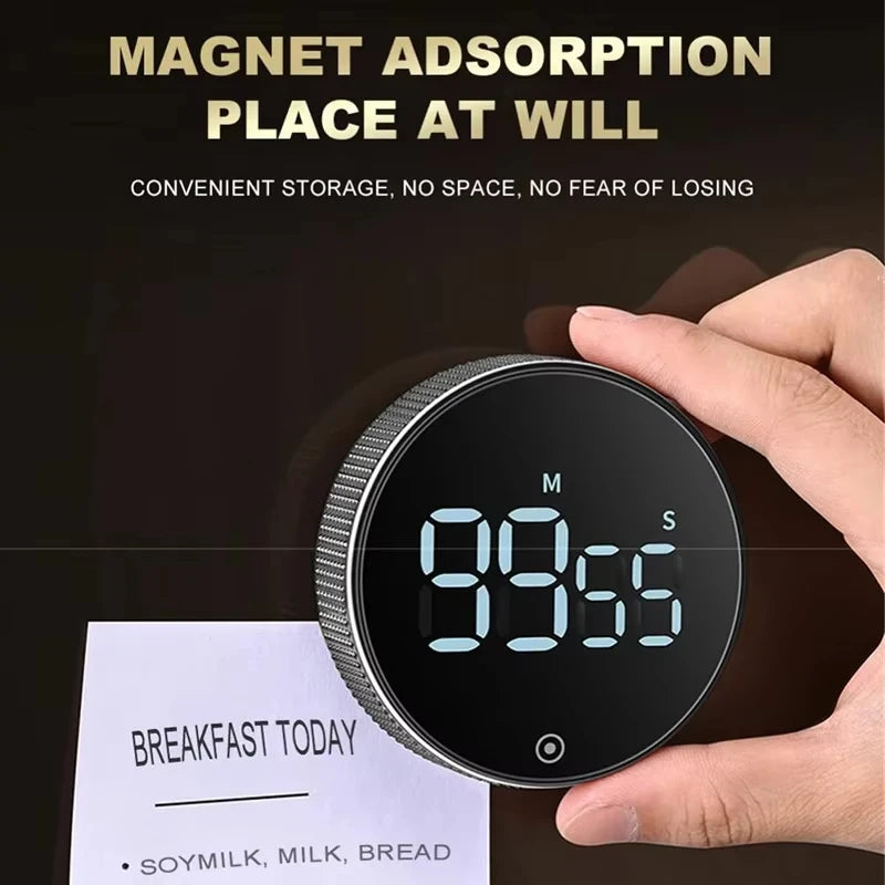 DINRGO Magnetic Kitchen Timer Digital Timer Manual Countdown Rotary