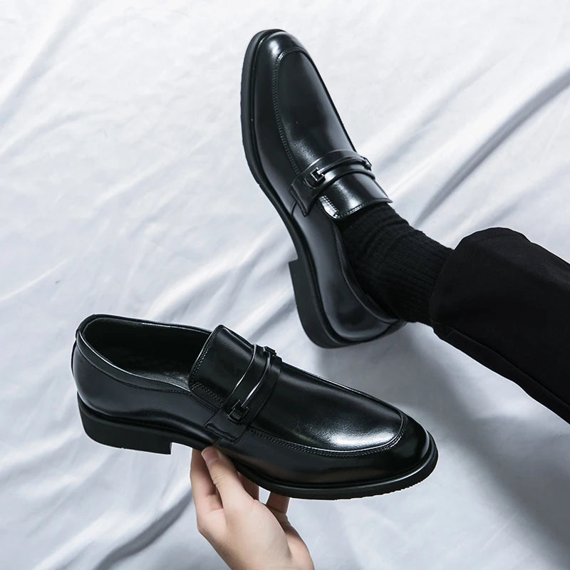 Men's Formal Leather Shoes Classic Style Slip On Loafers Round Toe
