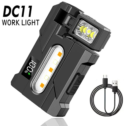 MINI USB Rechargeable LED Flashlight Portable Tail Magnet Work Light