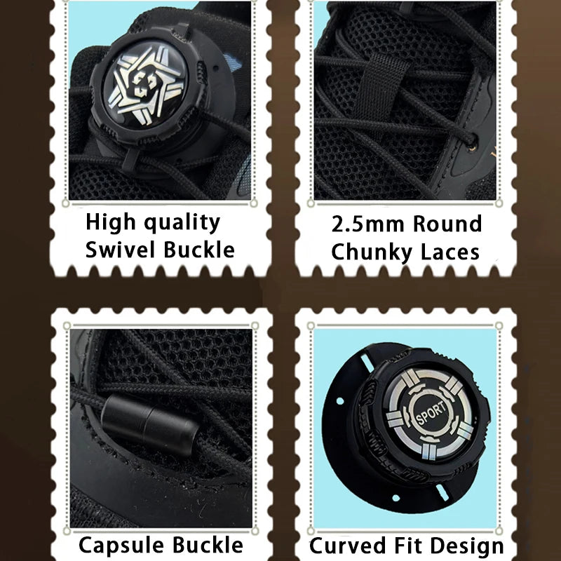 6pcs Set/1 Pair No-Tie Shoe Locks - Rotating Buckles for Sports and