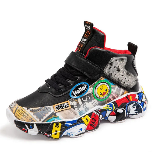 Size 26-37 Children Sports Sneakers for Girls Kid Cartoon Graffiti