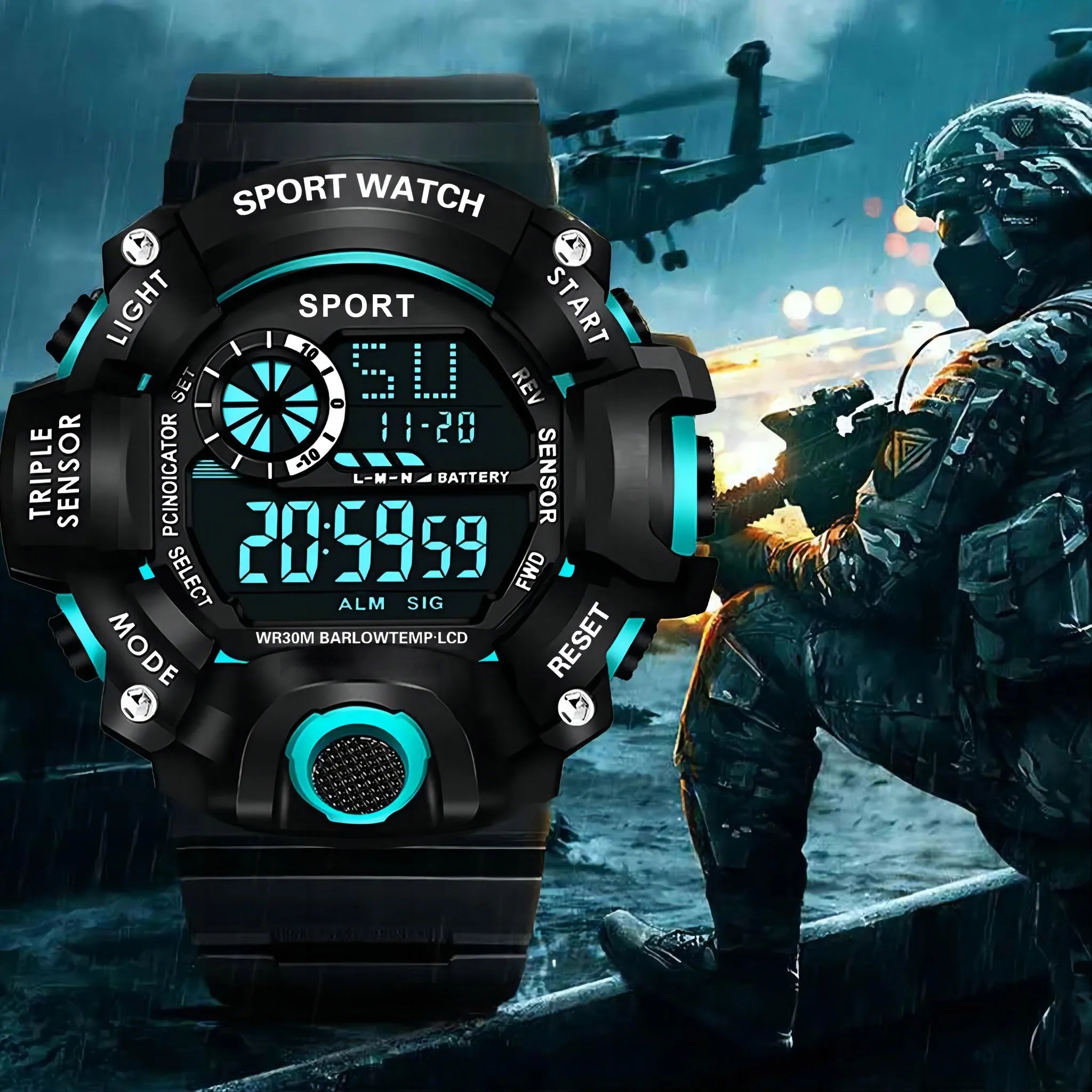 Fashion Men's Watch Sports Electronic Wristwatch Large dial