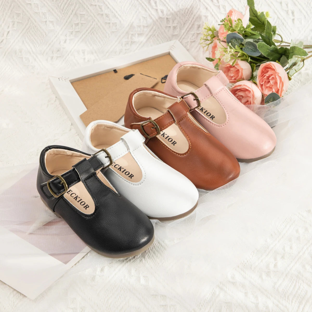 Meckior 2024 New Kids Girls Shoes New Moccasins Candy Color Soft