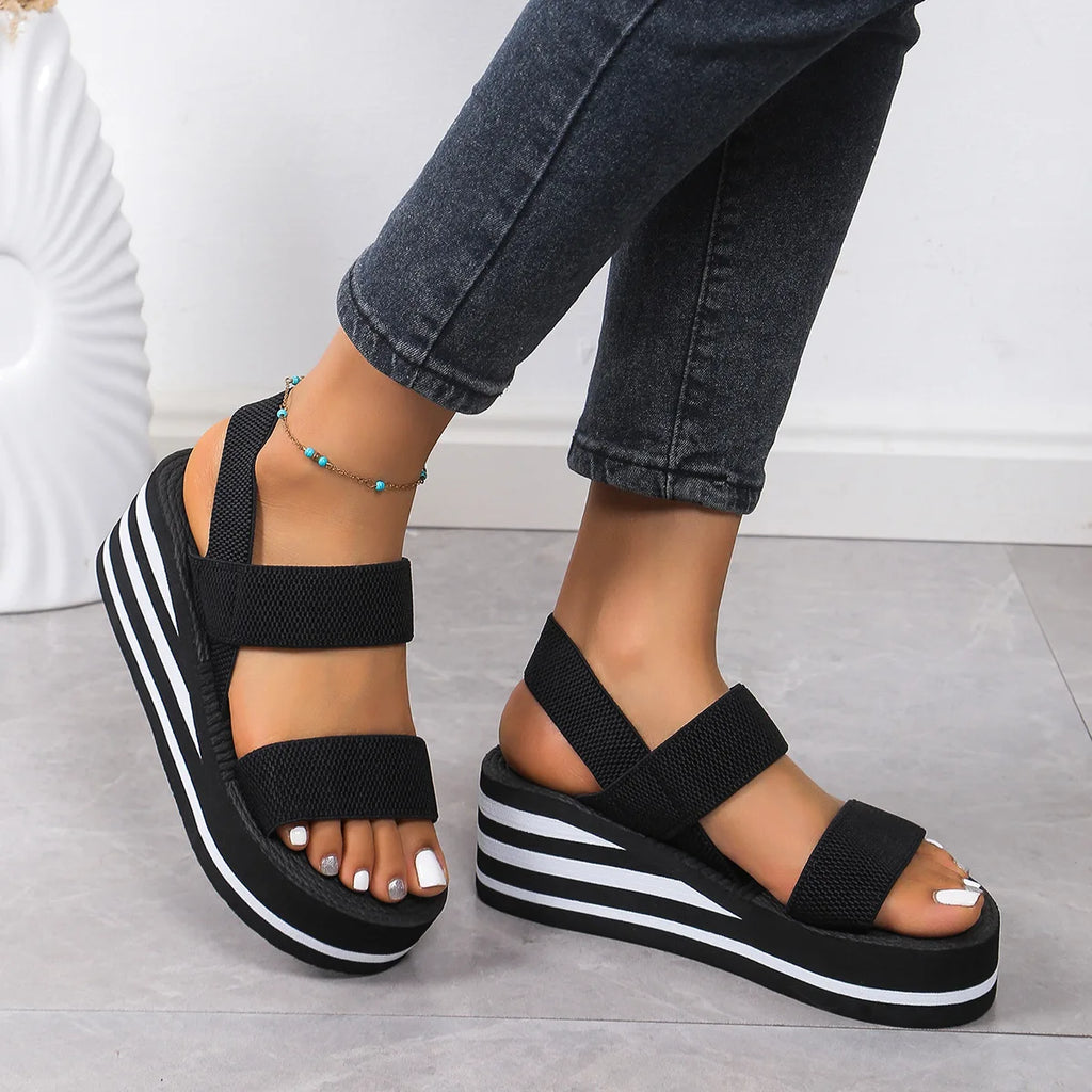 Women's Light Weight Wedge Sandals Open Toe Platform Thick Soled