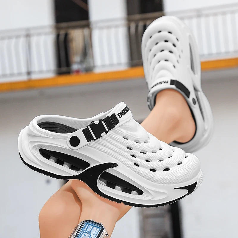 Men's Summer Outdoor Sports Toe-Toe Slippers, Thick-Soled Sandals for