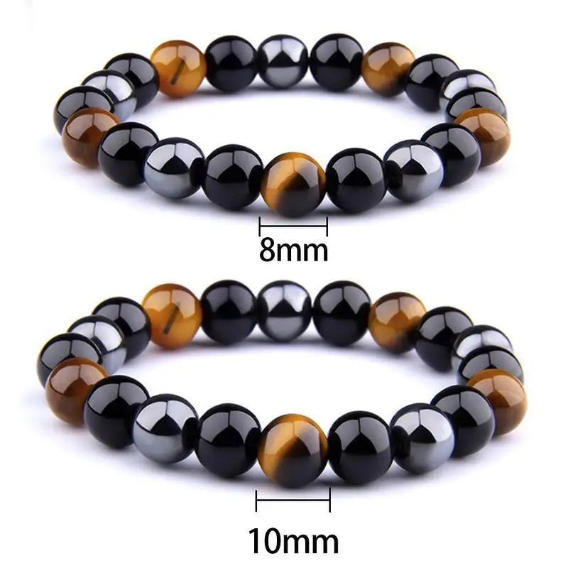 Natural Black Obsidian Hematite Tiger Eye Beads Bracelets Men for