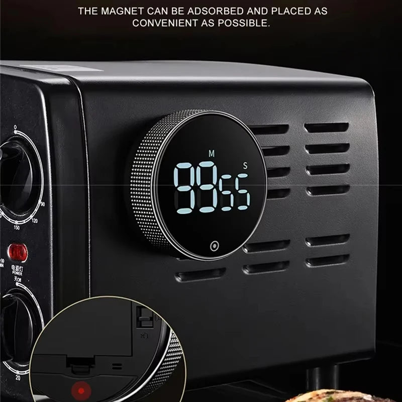 DINRGO Magnetic Kitchen Timer Digital Timer Manual Countdown Rotary