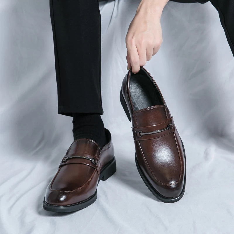 Men's Formal Leather Shoes Classic Style Slip On Loafers Round Toe