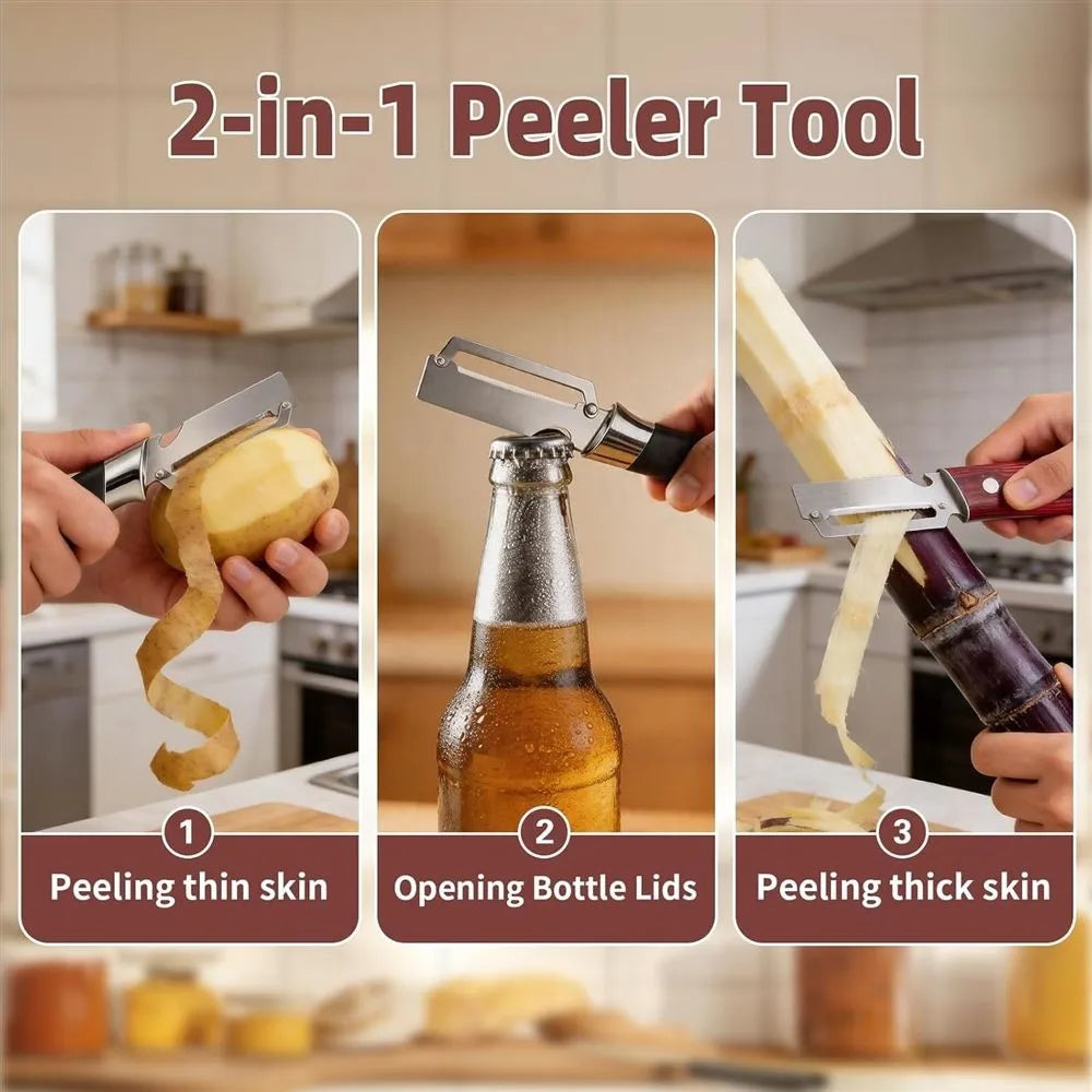 2Pcs Multifunctional Stainless Steel Vegetable Peeler, 2-in-1 Kitchen