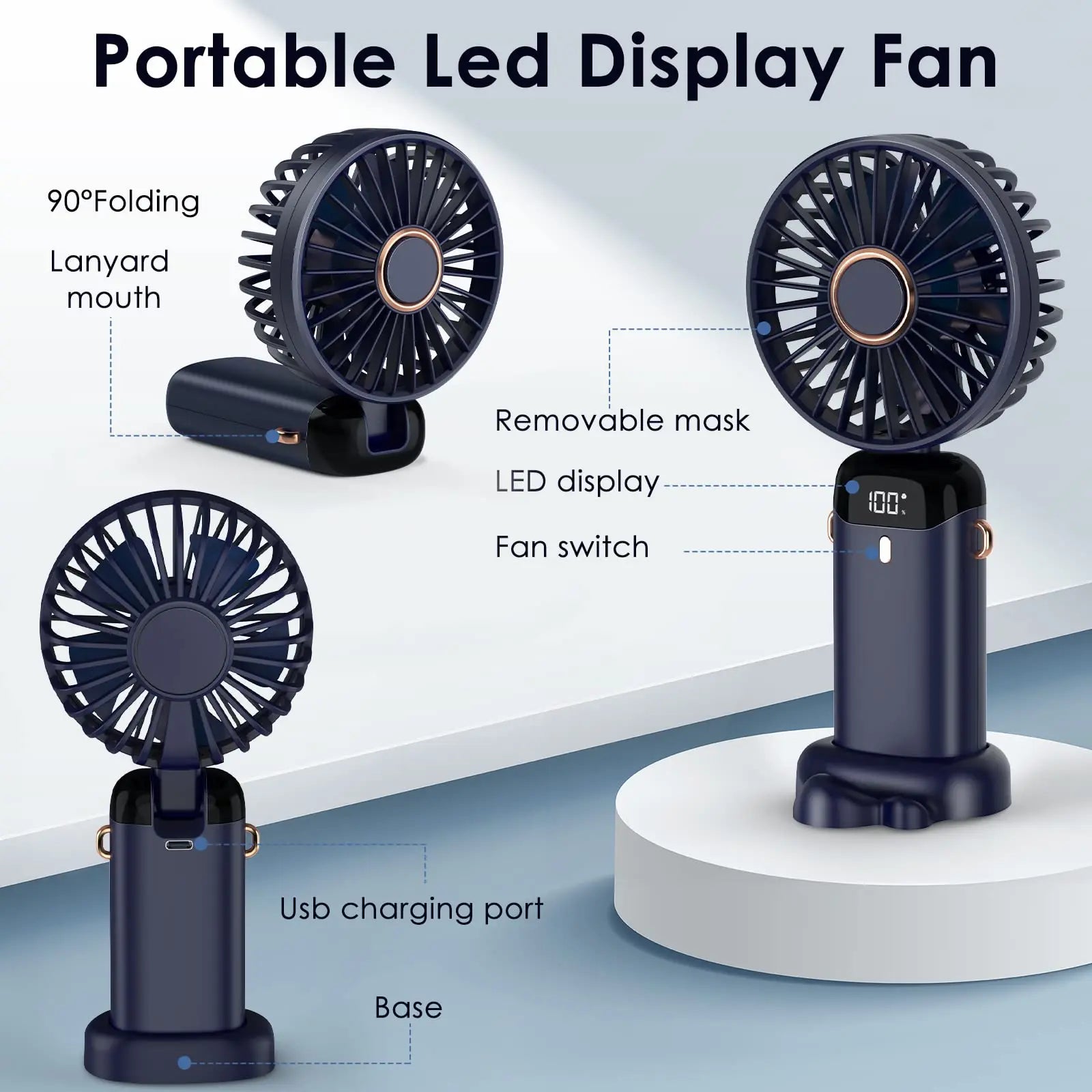 Electric Fan Portable Air Conditioner Mini Cooler Rechargeable Neck