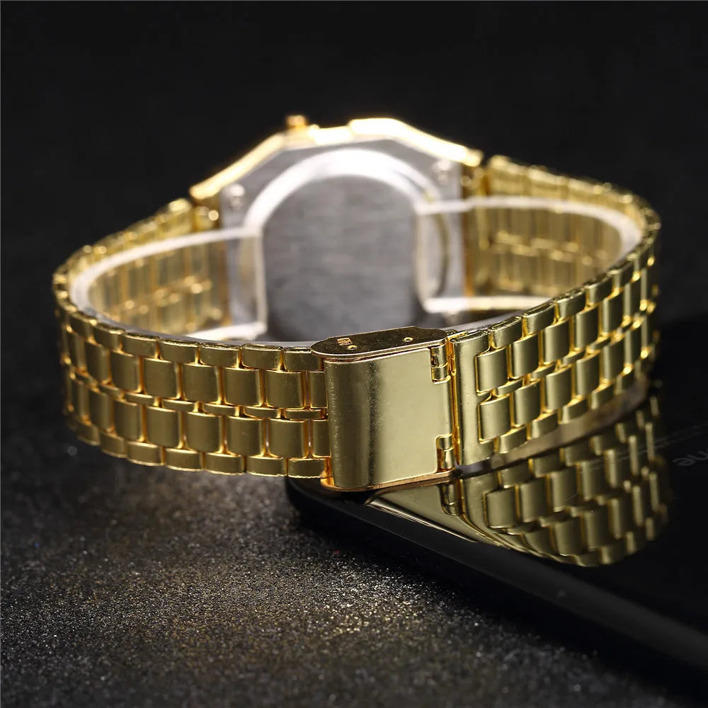 2024 Digital Watches For Men Sports Waterproof Bracelet Clock Gold