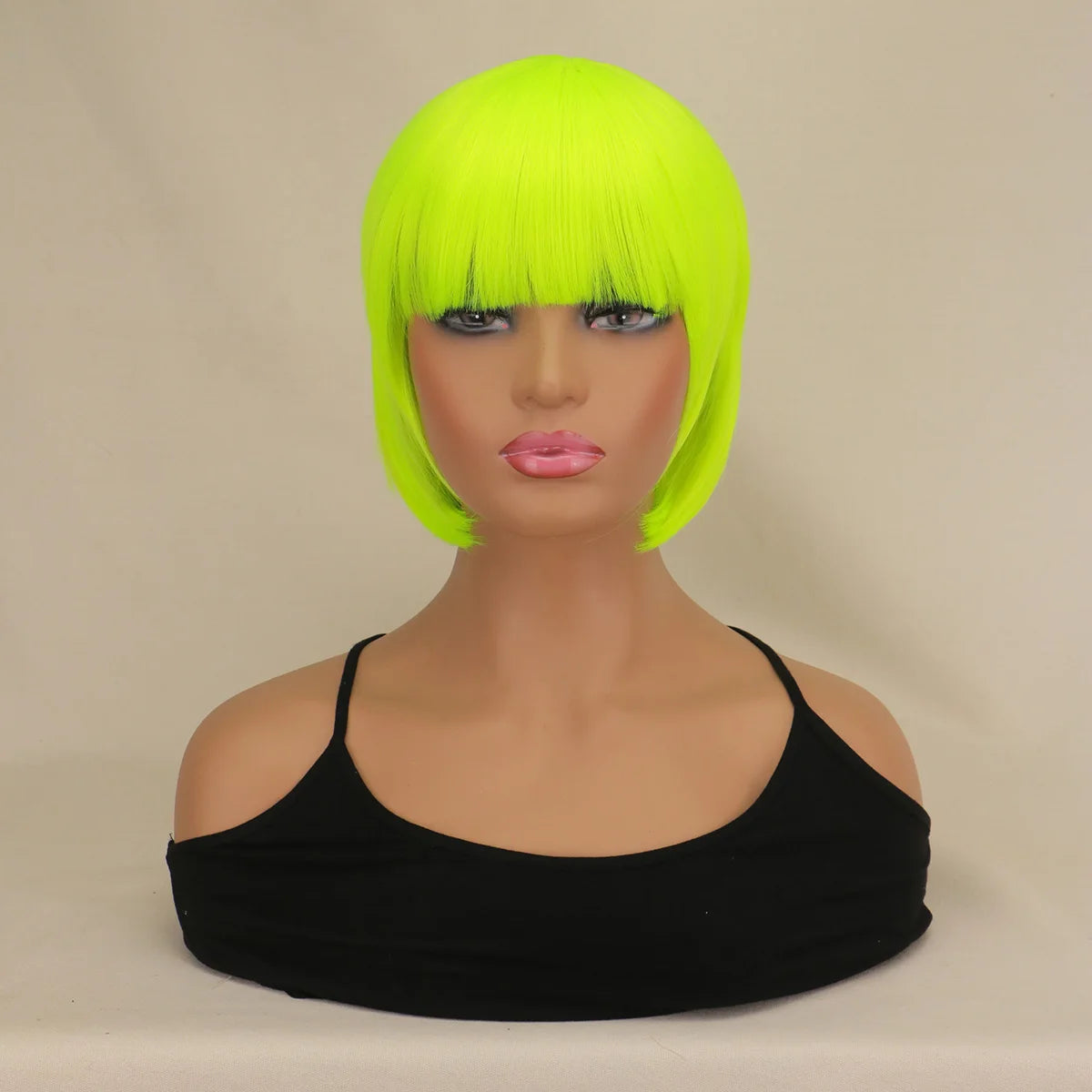 Short Bob Wig With Bangs Synthetic Wigs For Women Black Blonde Pink