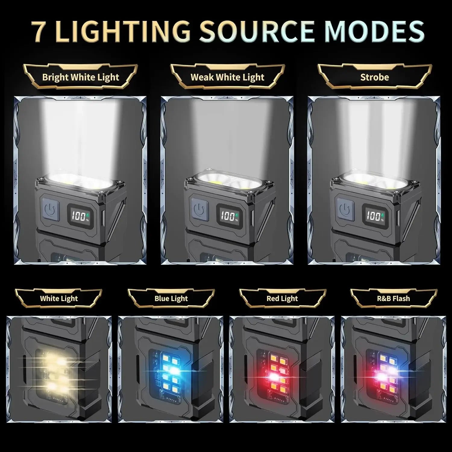 MINI USB Rechargeable LED Flashlight Portable Tail Magnet Work Light
