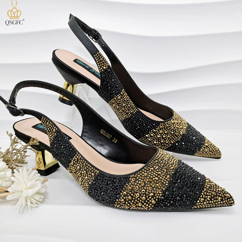 QSGFC Nigerian Women Heel Party Ladies Italian Design Green Shoes And