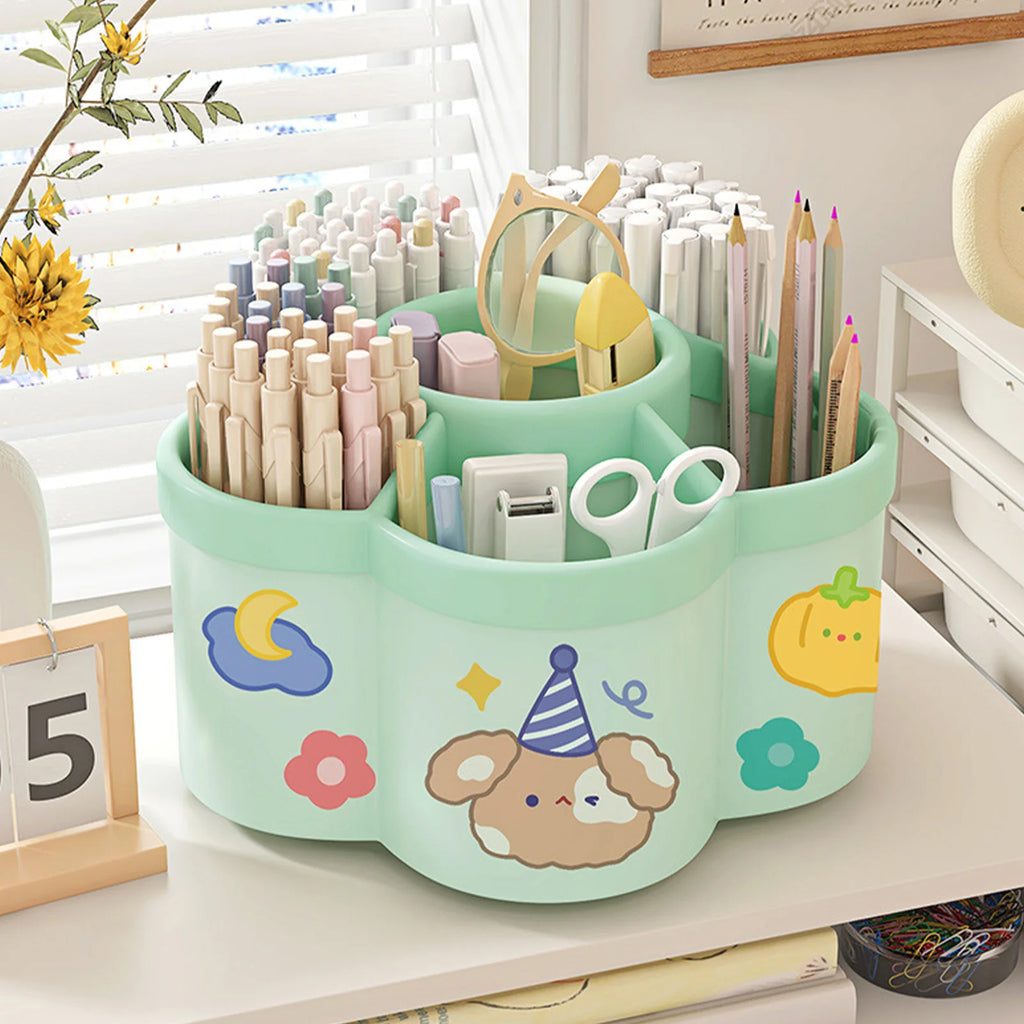 Rotating Pen Holder Desk Organizers Large Capacity Pen Storage Box